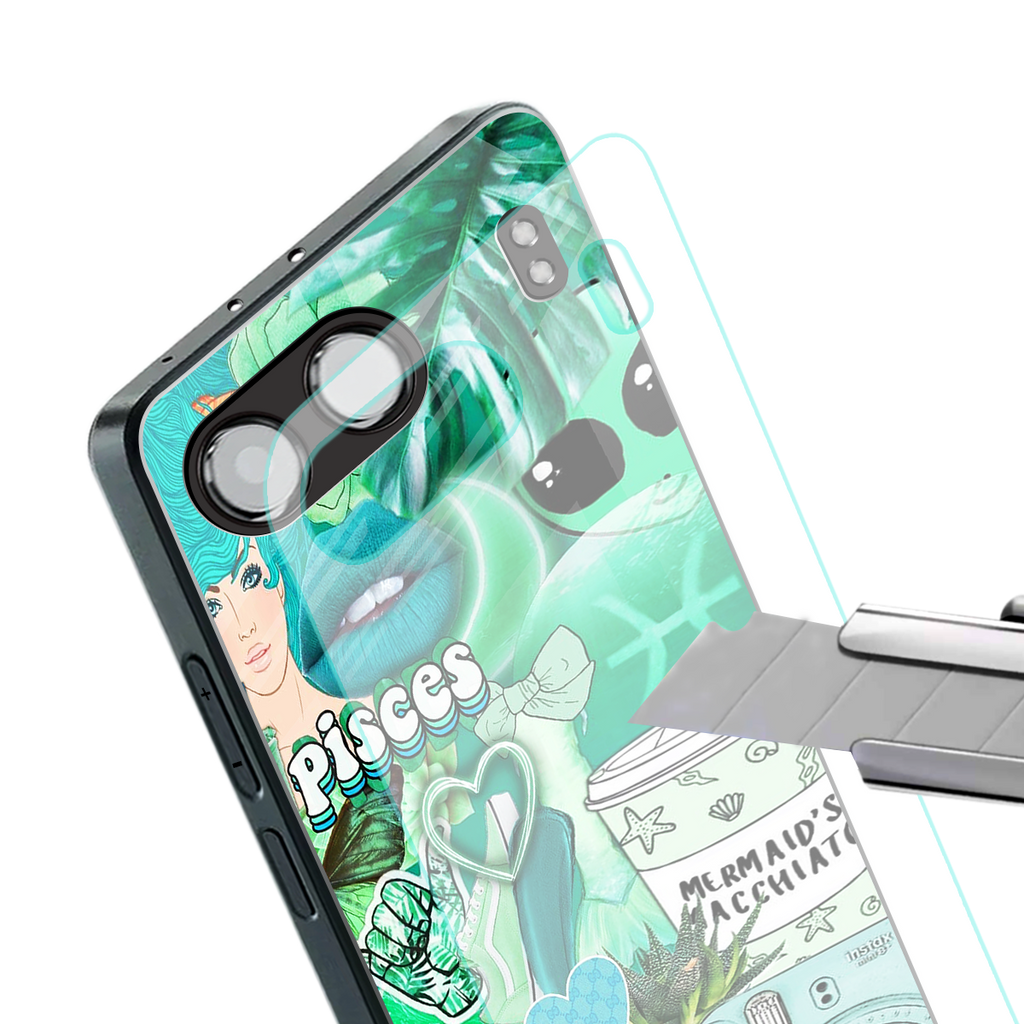 pisces aesthetic collage back phone cover | glass case for oneplus nord 4
