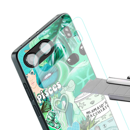 pisces aesthetic collage back phone cover | glass case for oneplus nord 4