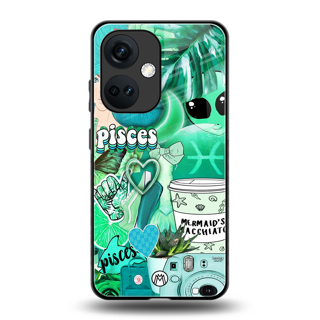 pisces aesthetic collage back phone cover | glass case for oneplus nord ce 3