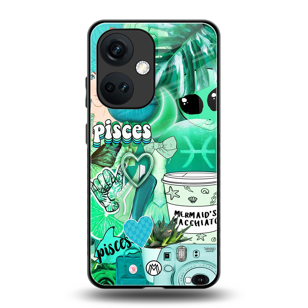 pisces aesthetic collage back phone cover | glass case for oneplus nord ce 3
