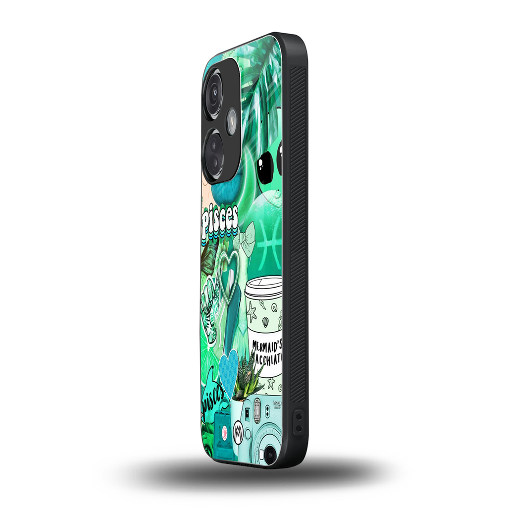 pisces aesthetic collage back phone cover | glass case for oneplus nord ce 3