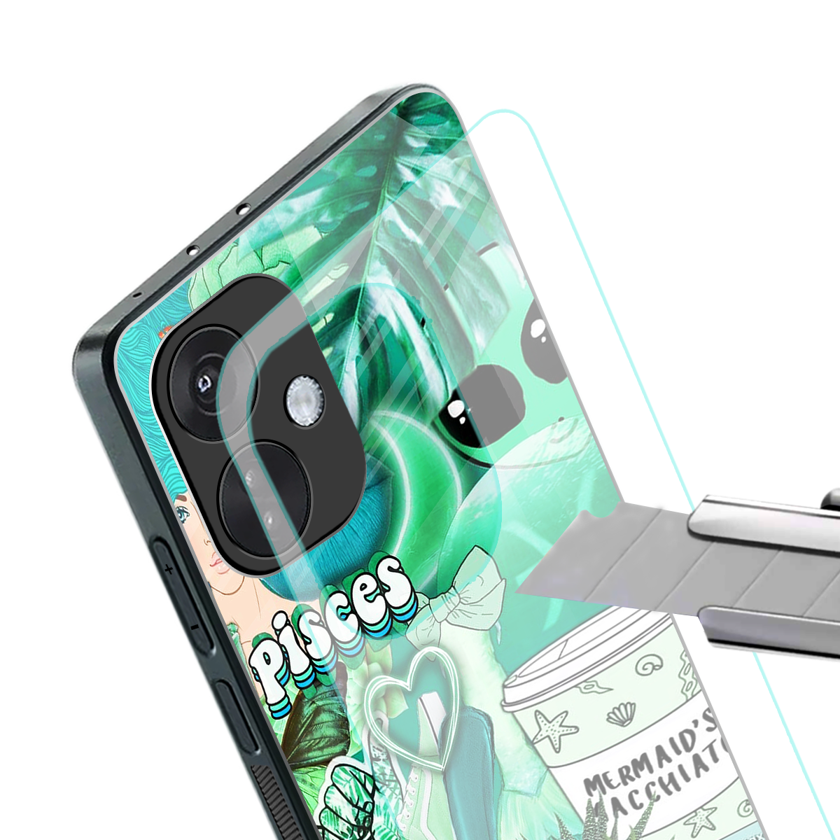 pisces aesthetic collage back phone cover | glass case for oneplus nord ce 3