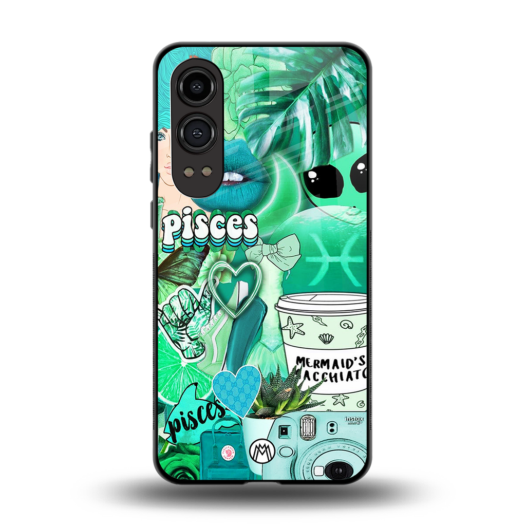 pisces aesthetic collage back phone cover | glass case for oneplus nord ce 4 lite