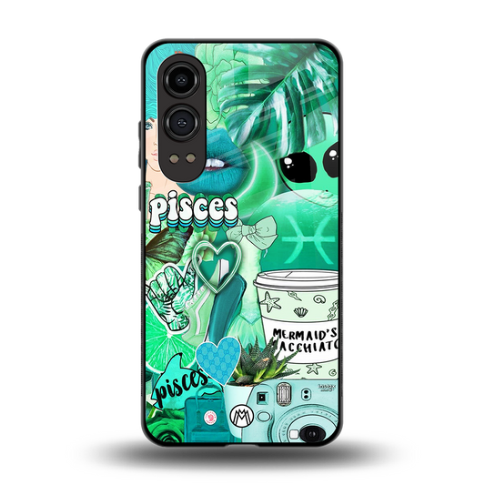 pisces aesthetic collage back phone cover | glass case for oneplus nord ce 4 lite