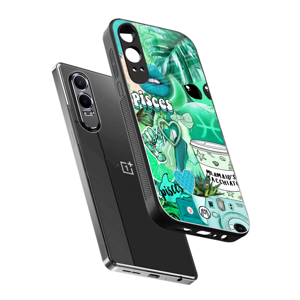 pisces aesthetic collage back phone cover | glass case for oneplus nord ce 4 lite