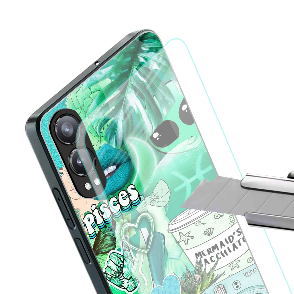 pisces aesthetic collage back phone cover | glass case for oneplus nord ce 4 lite