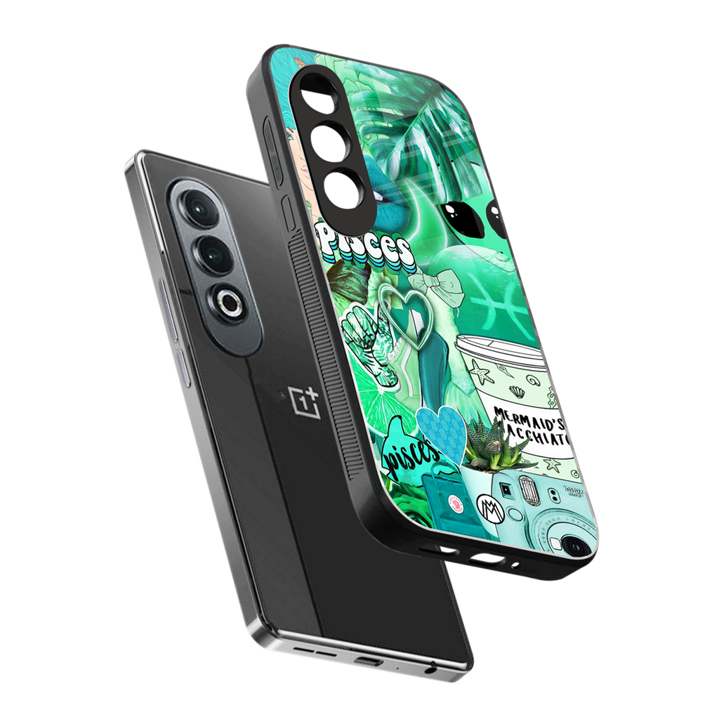 pisces aesthetic collage back phone cover | glass case for oneplus nord ce 4