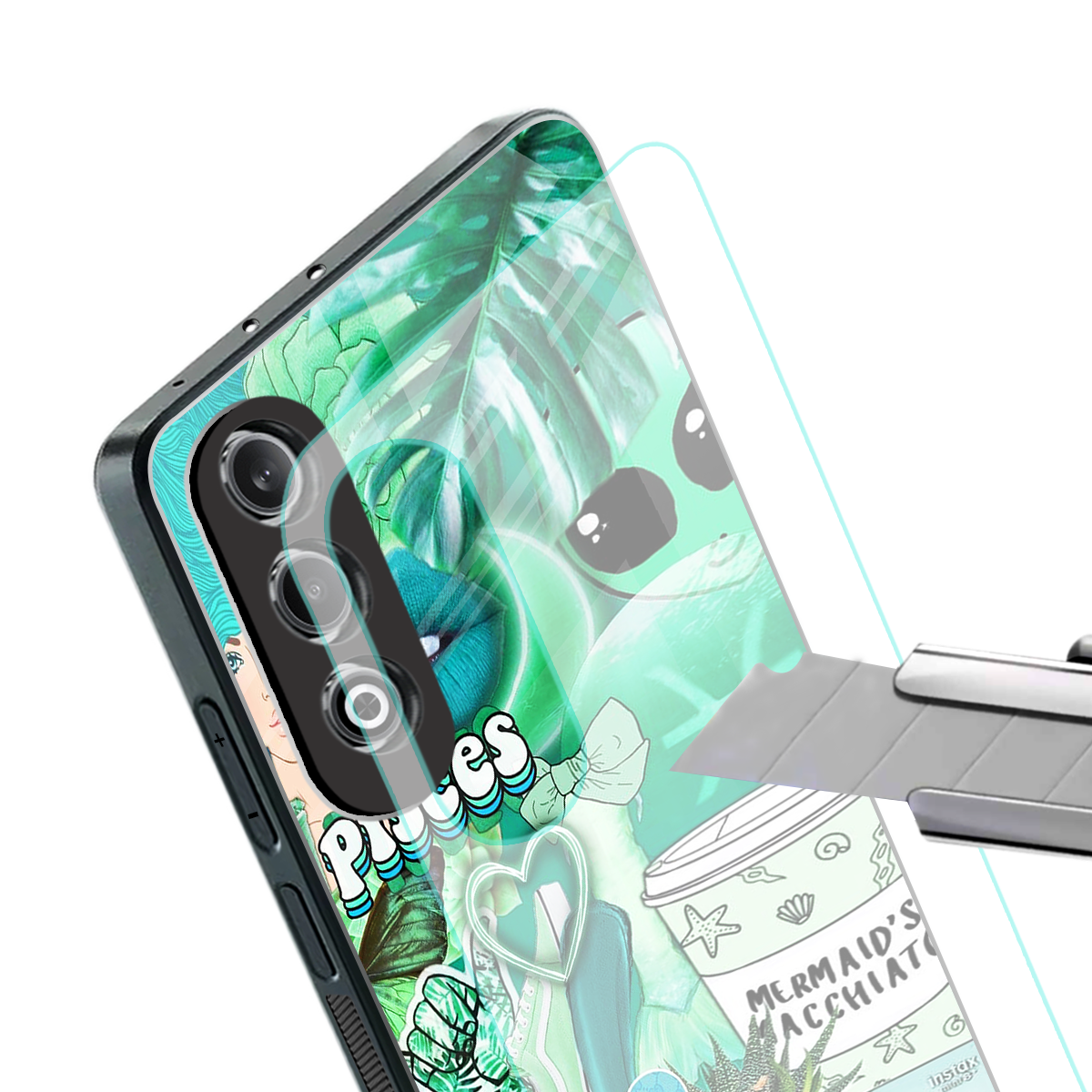 pisces aesthetic collage back phone cover | glass case for oneplus nord ce 4