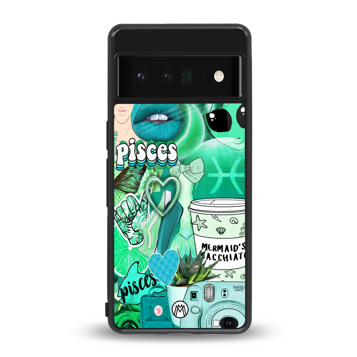 pisces aesthetic collage back phone cover | glass case for google pixel 6 pro