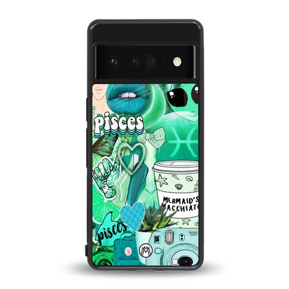 pisces aesthetic collage back phone cover | glass case for google pixel 6 pro