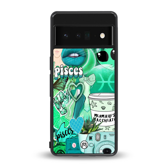 pisces aesthetic collage back phone cover | glass case for google pixel 6 pro