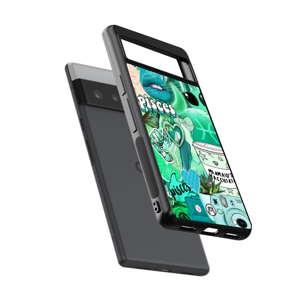 pisces aesthetic collage back phone cover | glass case for google pixel 6 pro