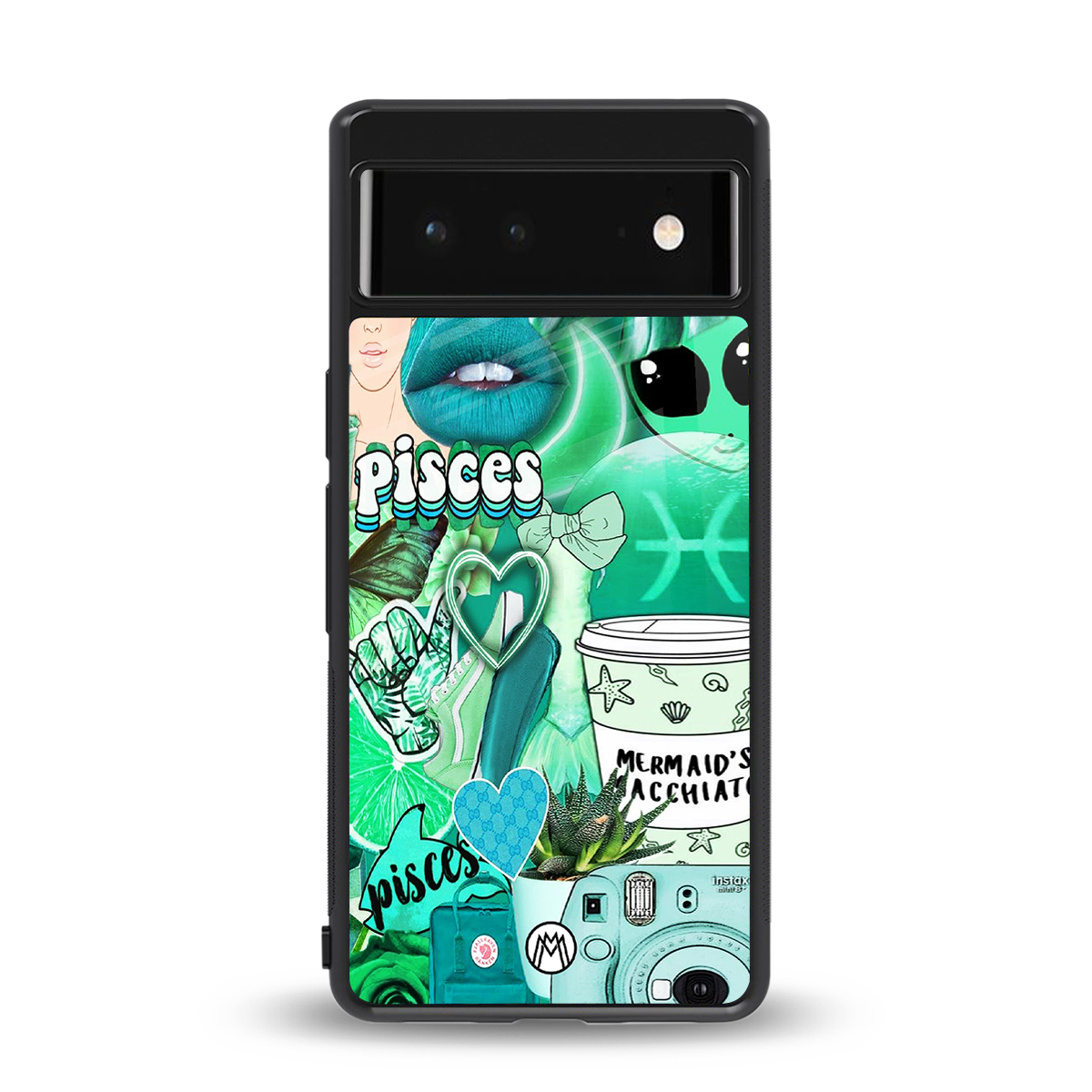 pisces aesthetic collage back phone cover | glass case for google pixel 6