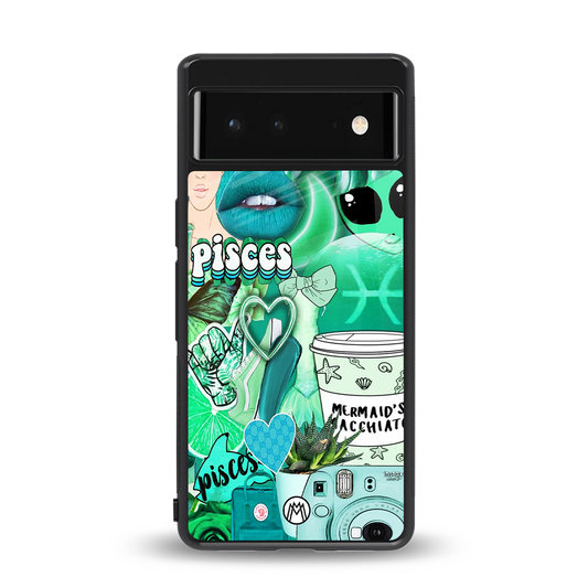 pisces aesthetic collage back phone cover | glass case for google pixel 6