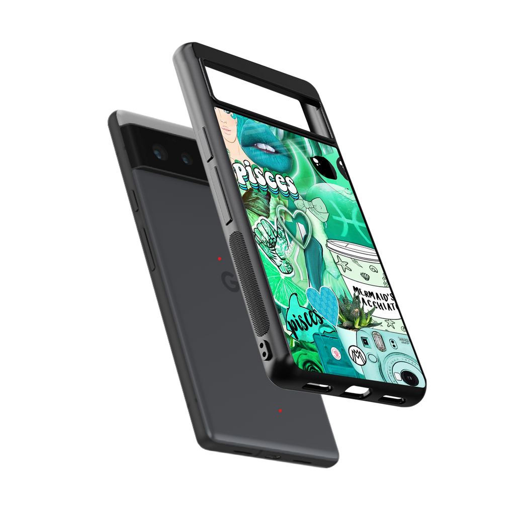 pisces aesthetic collage back phone cover | glass case for google pixel 6