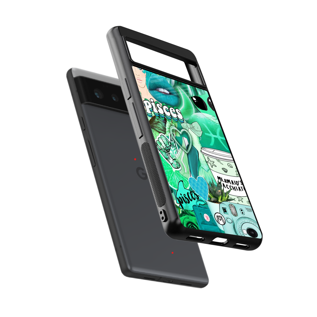 pisces aesthetic collage back phone cover | glass case for google pixel 6