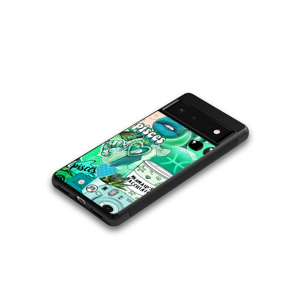 pisces aesthetic collage back phone cover | glass case for google pixel 6