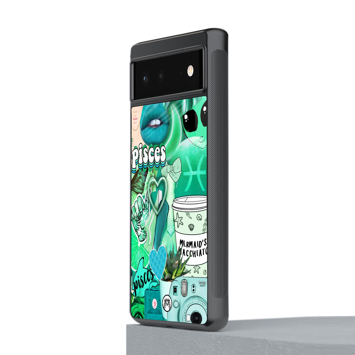 pisces aesthetic collage back phone cover | glass case for google pixel 6
