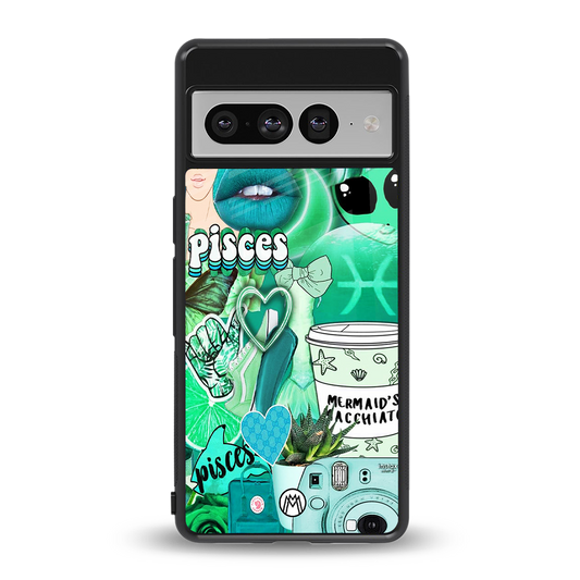 pisces aesthetic collage back phone cover | glass case for google pixel 7 pro