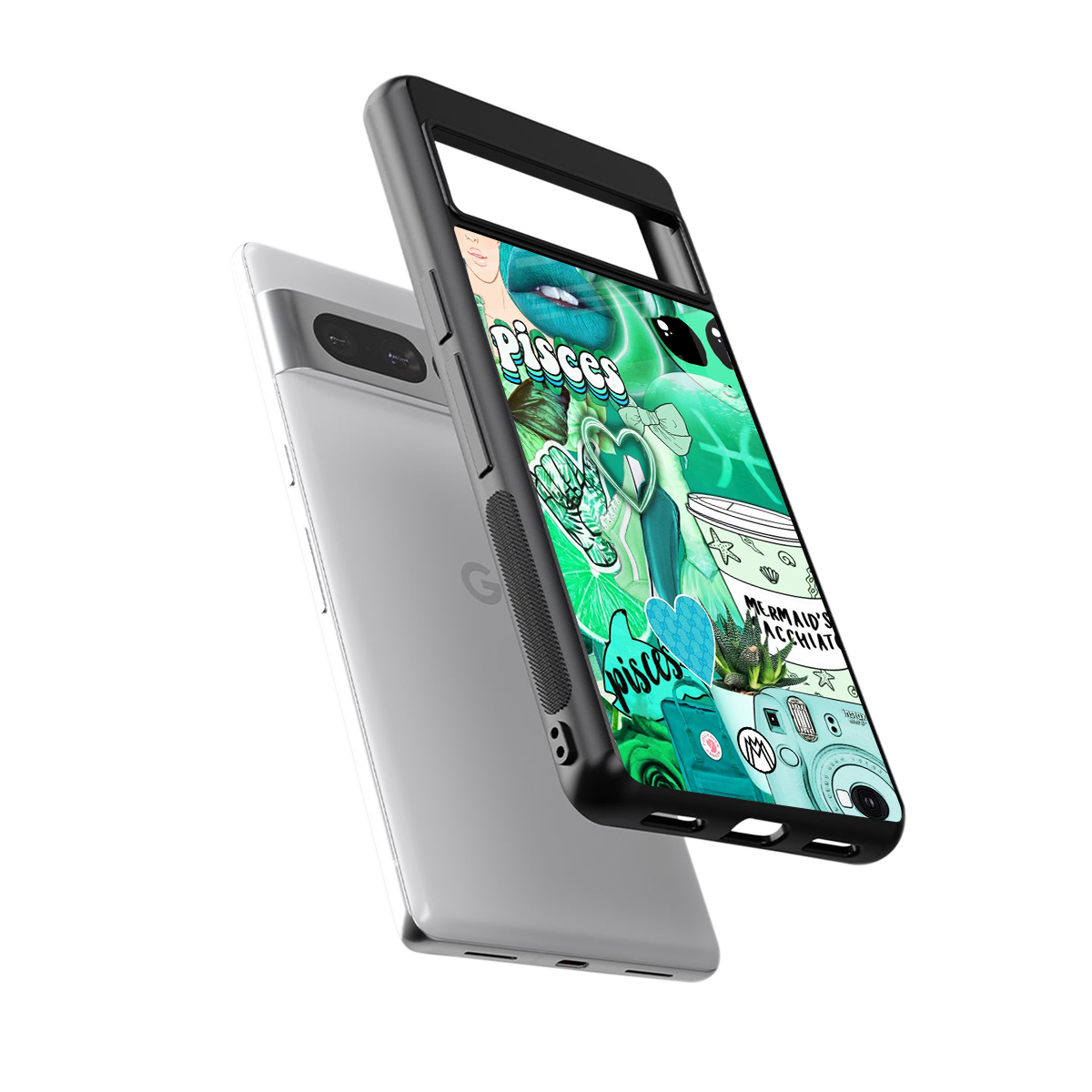 pisces aesthetic collage back phone cover | glass case for google pixel 7 pro