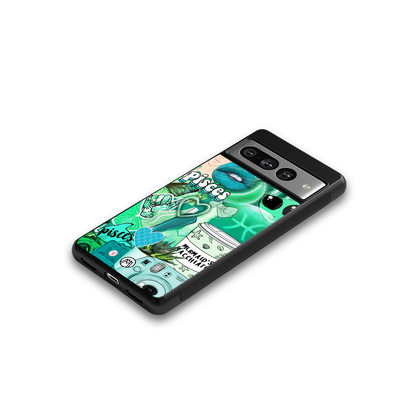 pisces aesthetic collage back phone cover | glass case for google pixel 7 pro