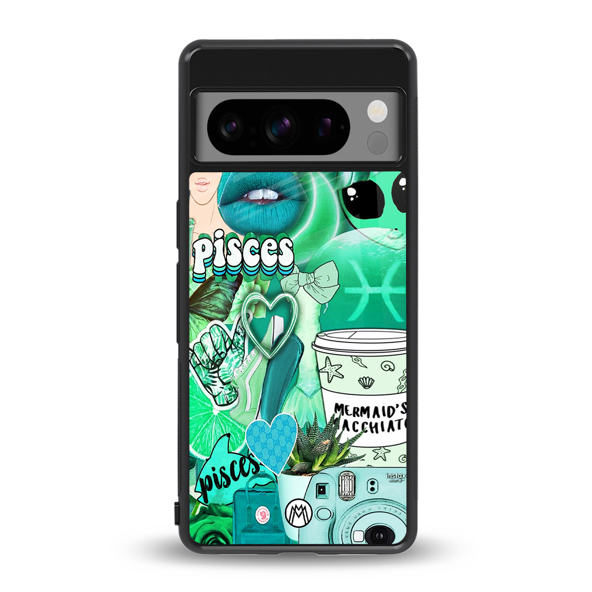 pisces aesthetic collage back phone cover | glass case for google pixel 8 pro