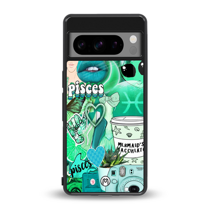 pisces aesthetic collage back phone cover | glass case for google pixel 8 pro