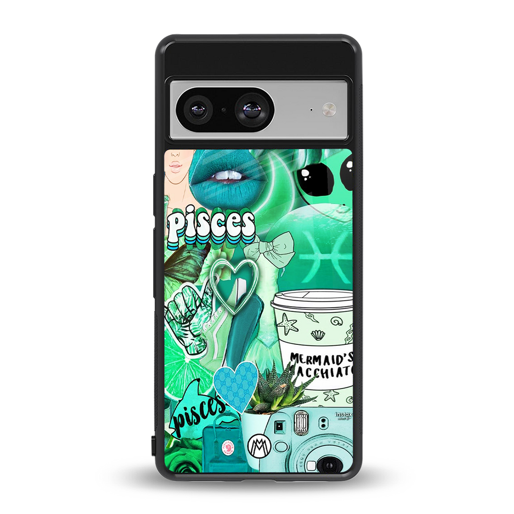 pisces aesthetic collage back phone cover | glass case for Google Pixel 8