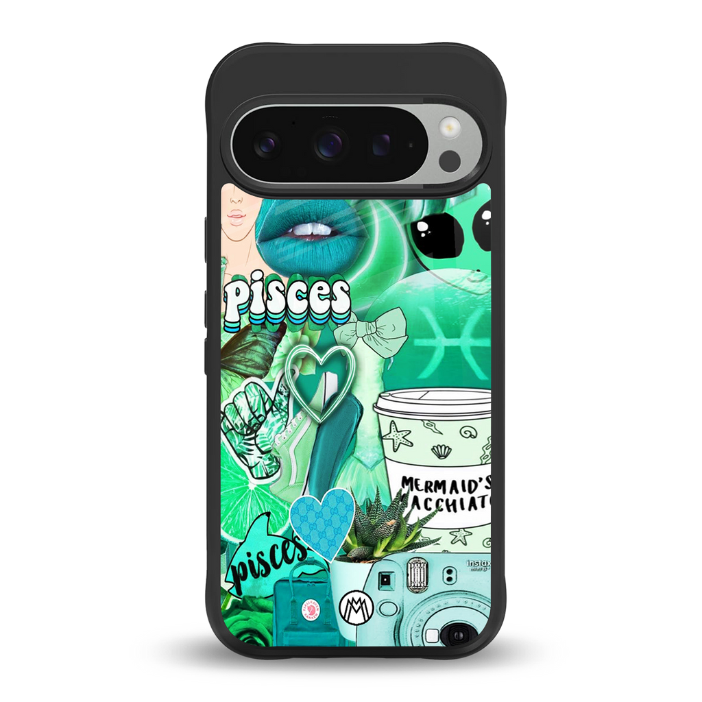 pisces aesthetic collage back phone cover | glass case for google pixel 9 pro xl