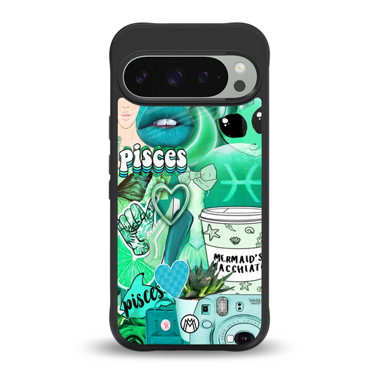 pisces aesthetic collage back phone cover | glass case for google pixel 9 pro xl