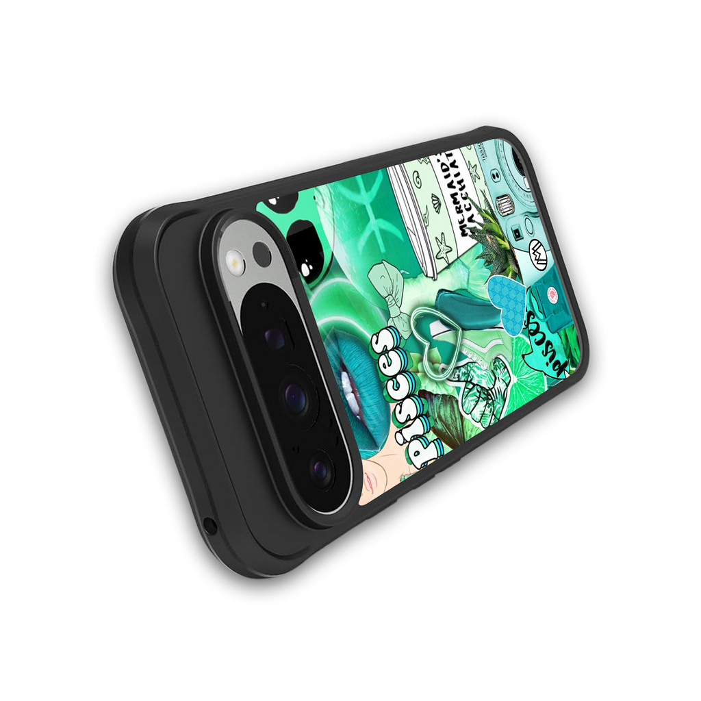 pisces aesthetic collage back phone cover | glass case for google pixel 9 pro