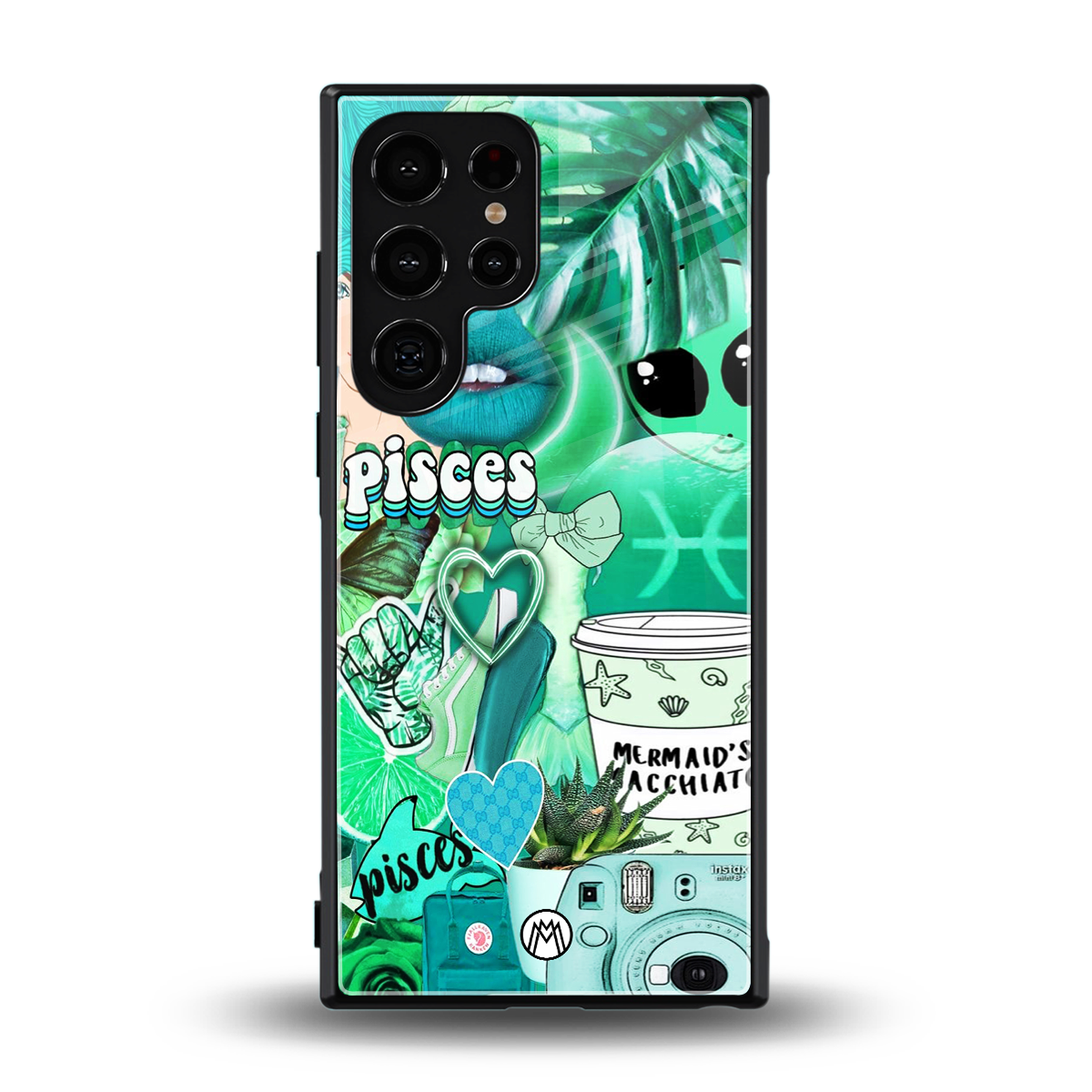 pisces aesthetic collage back phone cover | glass case for samsung galaxy s24 ultra