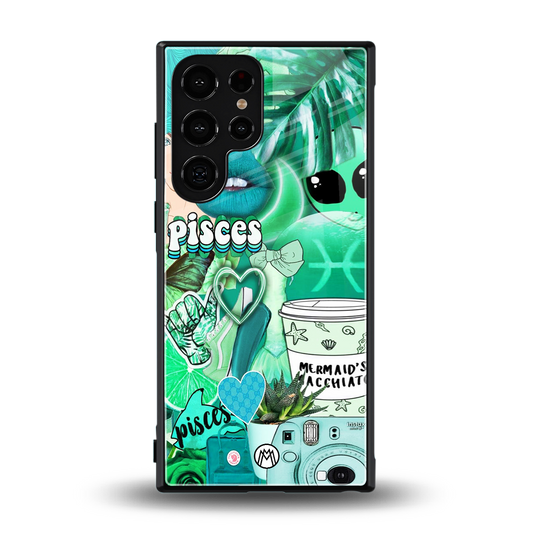 pisces aesthetic collage back phone cover | glass case for samsung galaxy s24 ultra
