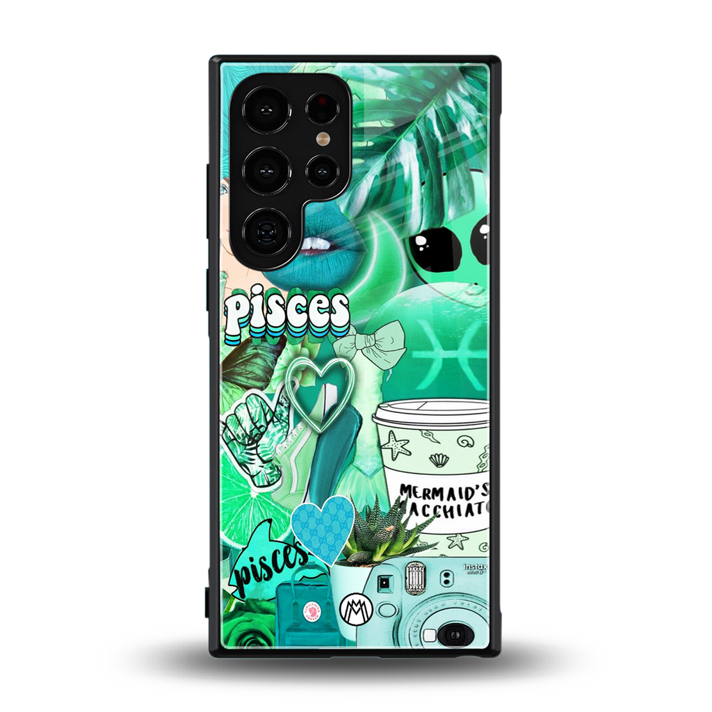 pisces aesthetic collage back phone cover | glass case for samsung galaxy s23 ultra
