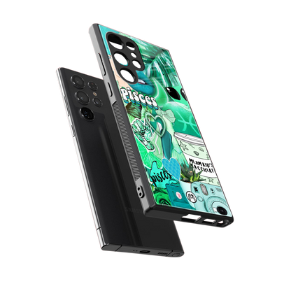 pisces aesthetic collage back phone cover | glass case for samsung galaxy s24 ultra