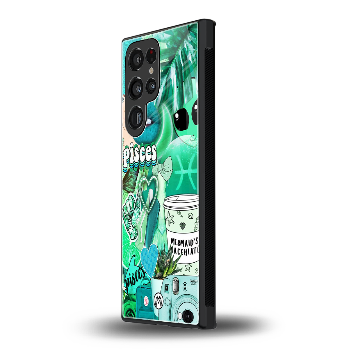 pisces aesthetic collage back phone cover | glass case for samsung galaxy s24 ultra