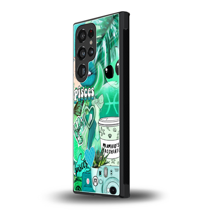 pisces aesthetic collage back phone cover | glass case for samsung galaxy s24 ultra