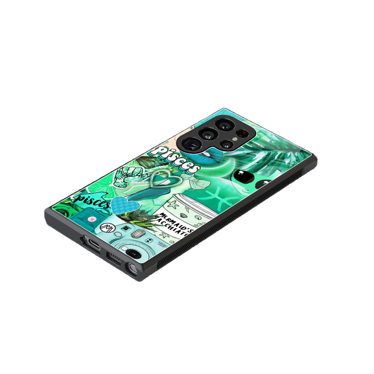 pisces aesthetic collage back phone cover | glass case for samsung galaxy s24 ultra