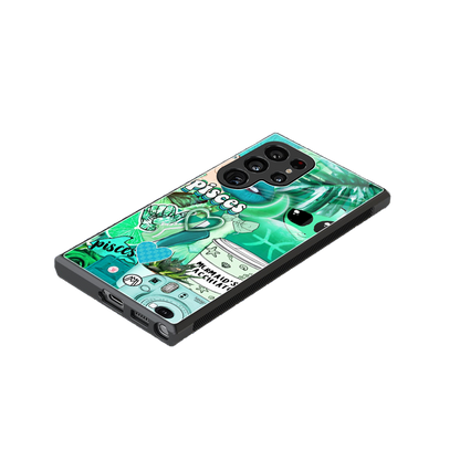 pisces aesthetic collage back phone cover | glass case for samsung galaxy s24 ultra