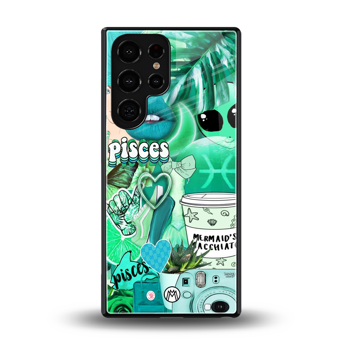 pisces aesthetic collage back phone cover | glass case for samsung galaxy s25 ultra