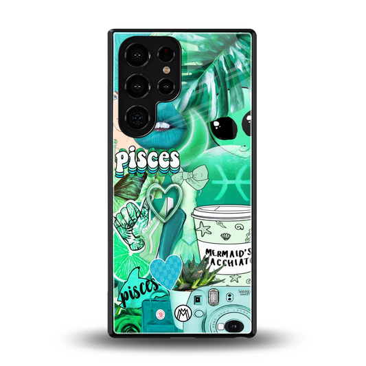 pisces aesthetic collage back phone cover | glass case for samsung galaxy s25 ultra