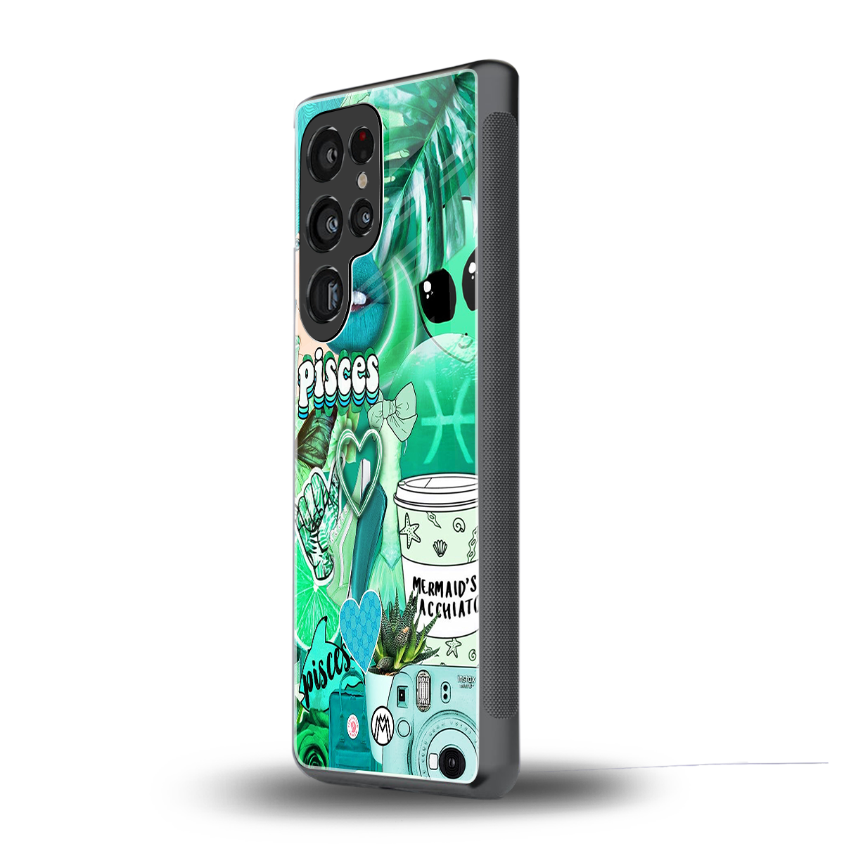 pisces aesthetic collage back phone cover | glass case for samsung galaxy s25 ultra