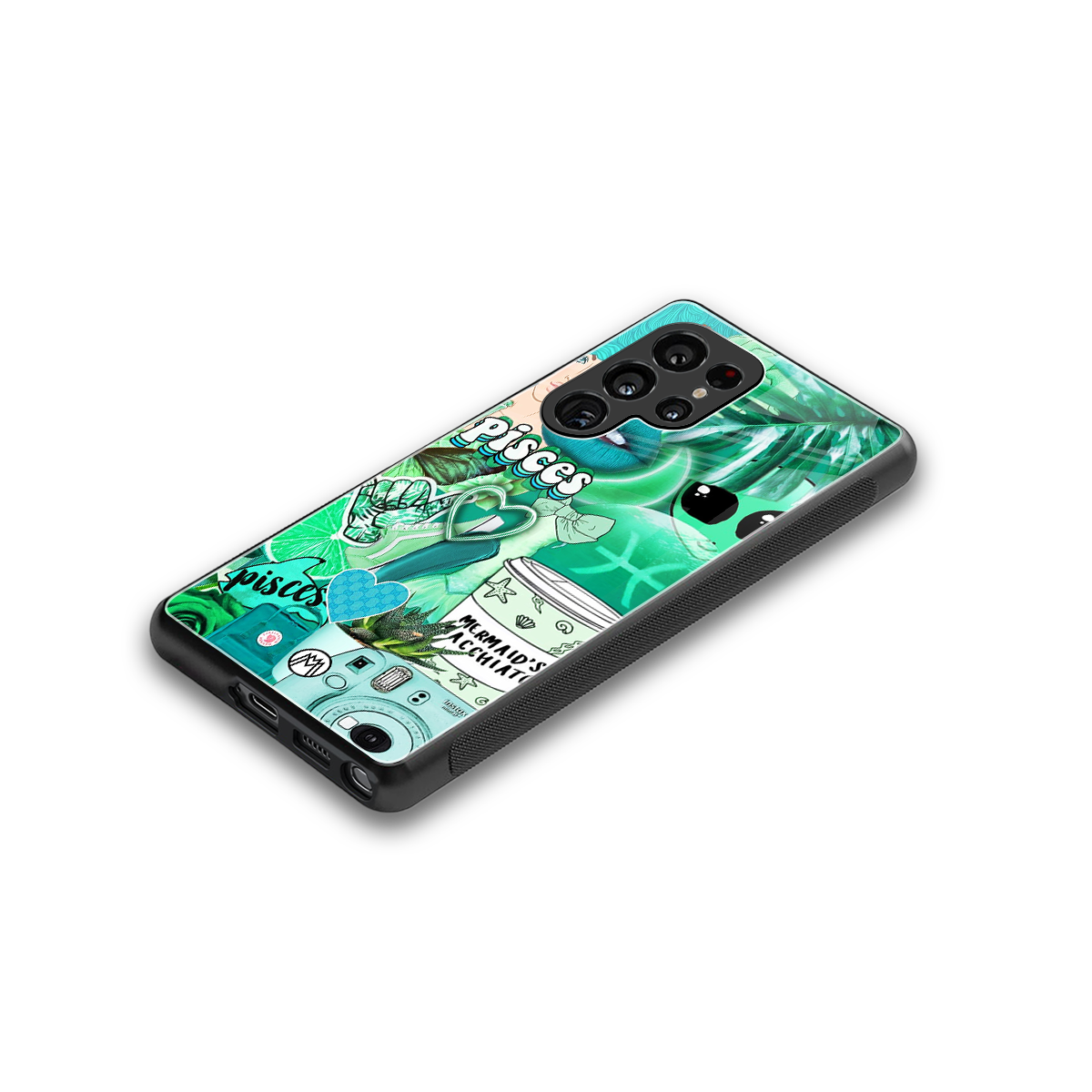 pisces aesthetic collage back phone cover | glass case for samsung galaxy s25 ultra
