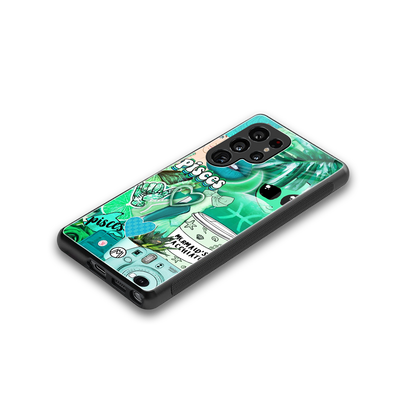 pisces aesthetic collage back phone cover | glass case for samsung galaxy s25 ultra