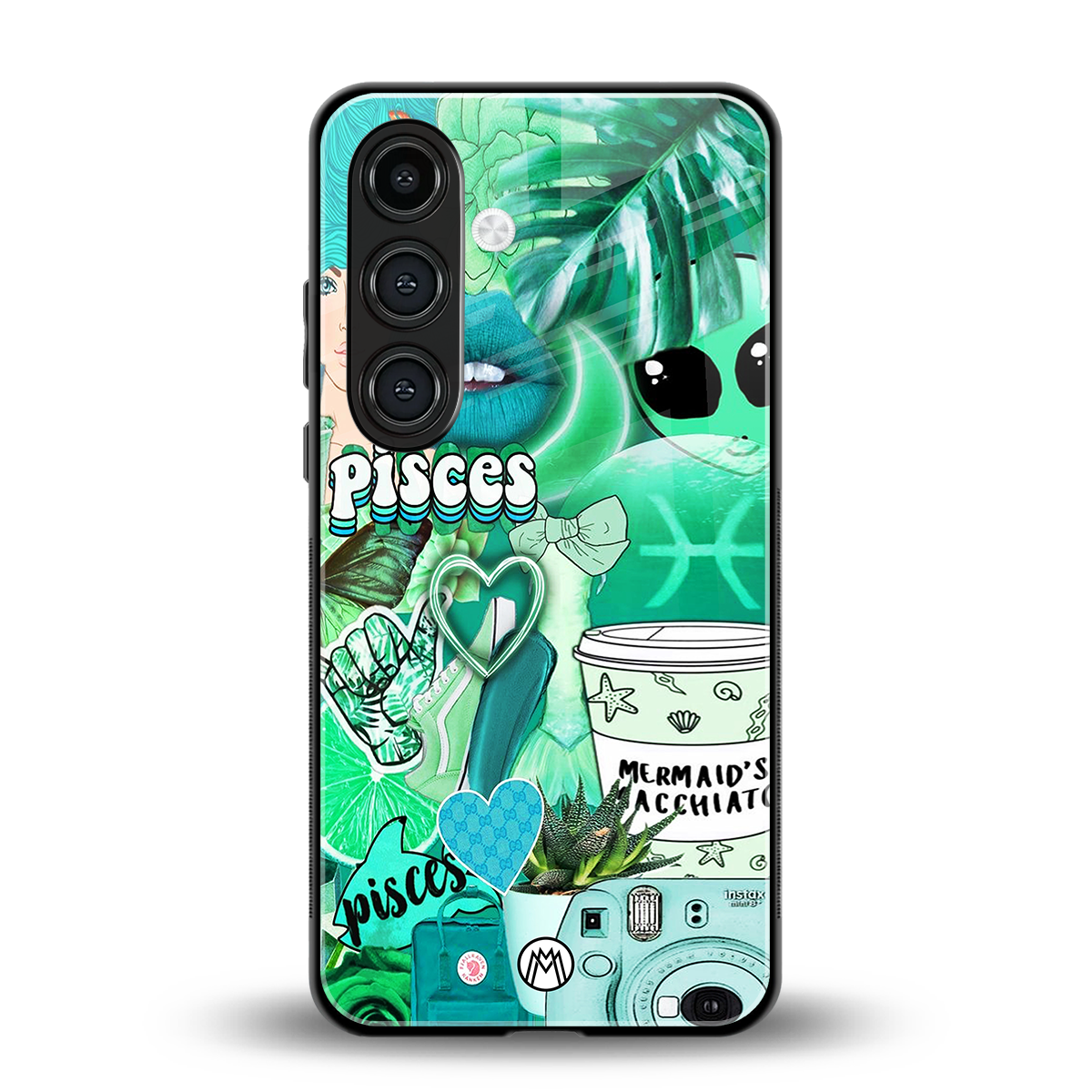 pisces aesthetic collage back phone cover | glass case for samsung galaxy s24 plus