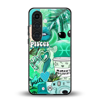 pisces aesthetic collage back phone cover | glass case for samsung galaxy s24 plus