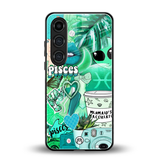 pisces aesthetic collage back phone cover | glass case for samsung galaxy s24 fe