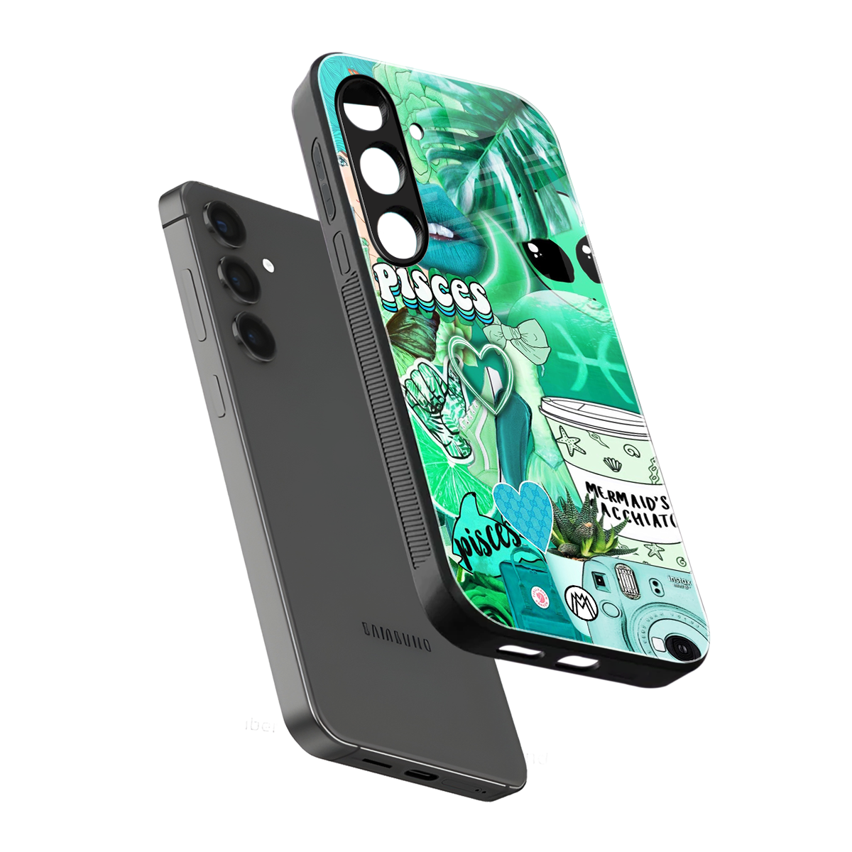 pisces aesthetic collage back phone cover | glass case for samsung galaxy s24 plus