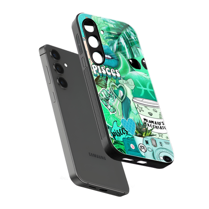 pisces aesthetic collage back phone cover | glass case for samsung galaxy s24 plus