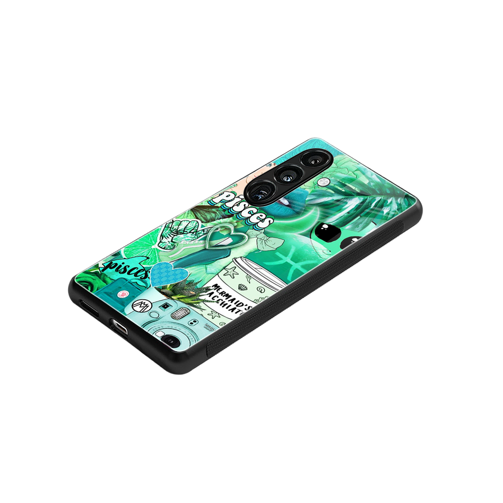 pisces aesthetic collage back phone cover | glass case for samsung galaxy s24
